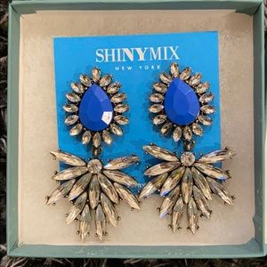 Shiny Mix New York Blue Statement Earrings